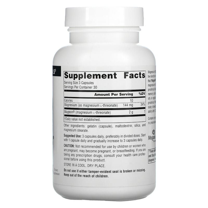 Source Naturals Magtein Magnesium L-Threonate 667 mg 90 Capsules 2 Thành phần vi chất của Source Naturals Magtein Magnesium L-Threonate 667 mg 90 Capsules 021078024859