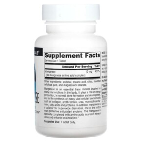 Thành phần vi chất của Source Naturals Manganese 10 mg 250 Tablets 021078003434
