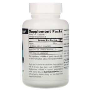 Thành phần vi chất của Source Naturals Mastic Gum Extract 500 mg 60 Capsules 021078014201