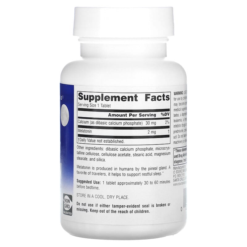 Source Naturals Melatonin Timed Release 2 mg 240 Tablets 2 Thành phần vi chất của Source Naturals Melatonin Timed Release 2 mg 240 Tablets 021078000648