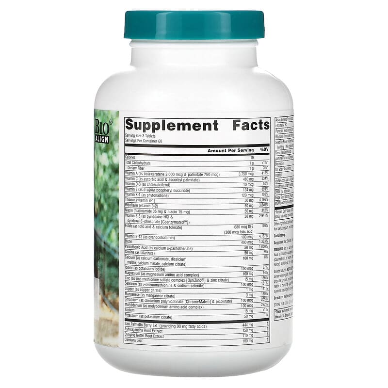 Source Naturals Men's Life Force Multiple 180 Tablets 2 Thành phần vi chất của Source Naturals Men's Life Force Multiple 180 Tablets 021078019206