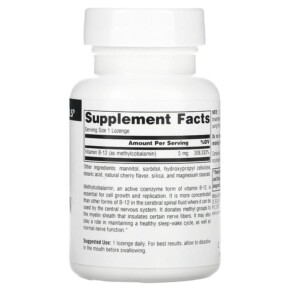 Thành phần vi chất của Source Naturals MethylCobalamin Cherry 5 mg 60 Lozenges 021078013297