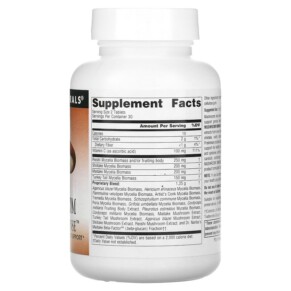 Thành phần vi chất của Source Naturals Mushroom Immune Defense 60 Tablets 021078016090