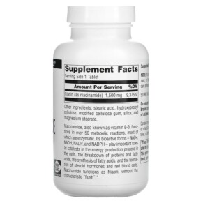Thành phần vi chất của Source Naturals Niacinamide B-3 1.500 mg 100 Tablets 021078005063