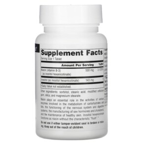 Thành phần vi chất của Source Naturals No-Flush Niacin 500 mg 60 Tablets 021078009214