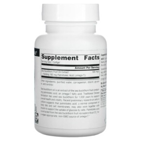 Thành phần vi chất của Source Naturals Omega-7 Seabuckthorn Fruit Oil 60 Vegi Softgels 021078025542