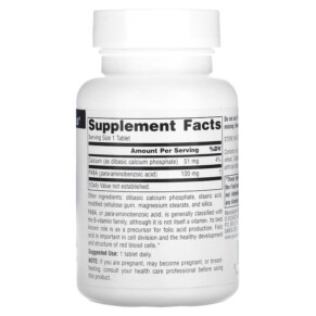 Source Naturals PABA 100 mg 250 Tablets 3 Thành phần vi chất của Source Naturals PABA 100 mg 250 Tablets 021078005087