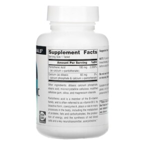 Thành phần vi chất của Source Naturals Pantothenic Acid 100 mg 250 Tablets 021078005100
