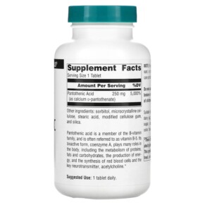 Thành phần vi chất của Source Naturals Pantothenic Acid 250 mg 250 Tablets 021078005124