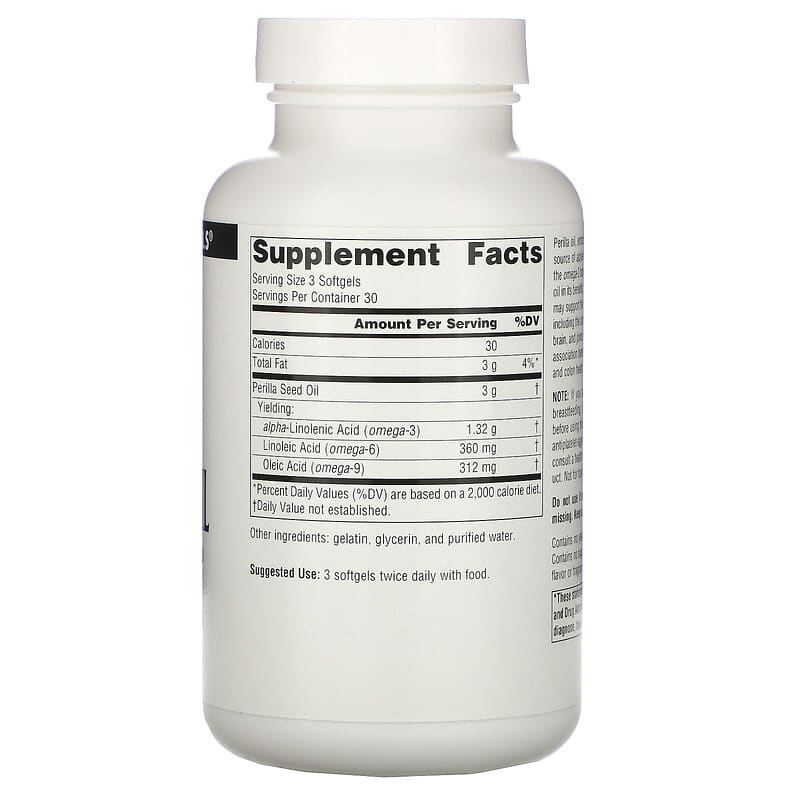 Source Naturals Perilla Oil 1000 mg 90 Softgels 2 Thành phần vi chất của Source Naturals Perilla Oil 1000 mg 90 Softgels 021078018643