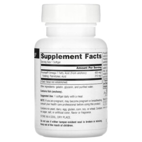 Thành phần vi chất của Source Naturals Provinal Omega-7 30 Softgels 021078025504