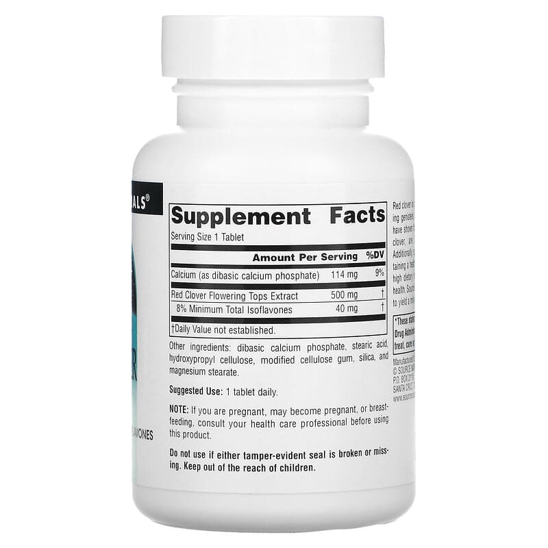 Source Naturals Red Clover Extract 500 mg 60 Tablets 2 Thành phần vi chất của Source Naturals Red Clover Extract 500 mg 60 Tablets 021078013266