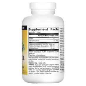 Thành phần vi chất của Source Naturals Resveratrol 500 mg 120 Tablets 021078028239