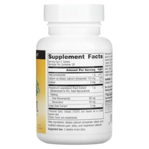 Thành phần vi chất của Source Naturals Resveratrol 60 Tablets 021078010111