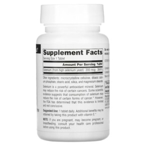 Thành phần vi chất của Source Naturals Selenium 200 mcg 120 Tablets 021078008118
