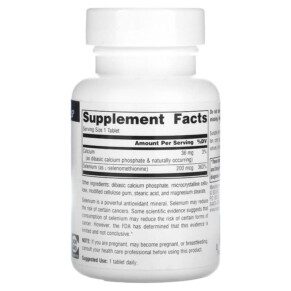 Thành phần vi chất của Source Naturals Selenium From L-Selenomethionine 200 mcg 120 Tablets 021078009238