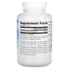 Thành phần vi chất của Source Naturals Serene Science GABA Calm Mind 750 mg 180 Tablets 021078002680