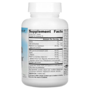 Thành phần vi chất của Source Naturals Serene Science Theanine Serene with Relora 60 Tablets 021078017721