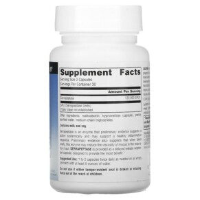 Thành phần vi chất của Source Naturals Serrapeptase 60 Capsules 021078019497