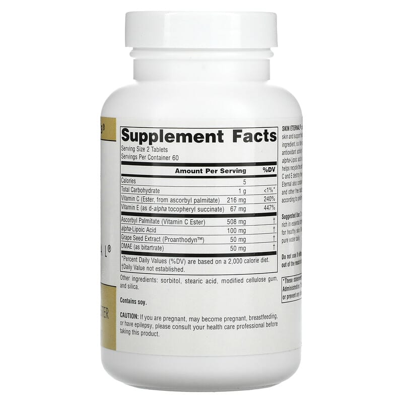 Source Naturals Skin Eternal with DMAE Lipoic Acid and C Ester 120 Tablets 2 Thành phần vi chất của Source Naturals Skin Eternal with DMAE Lipoic Acid and C Ester 120 Tablets 021078014836