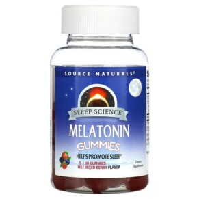 Thực phẩm chức năng Source Naturals Sleep Science Melatonin Gummies Mixed Berry 5 mg 60 Gummies 021078028499