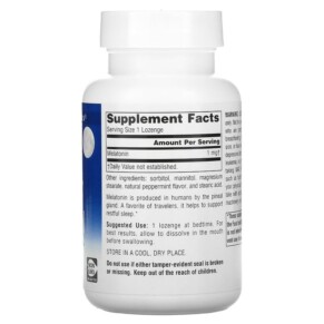 Thành phần vi chất của Source Naturals Sleep Science Melatonin Peppermint 1 mg 300 Lozenges 021078007111