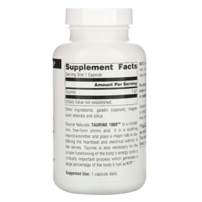 Thành phần vi chất của Source Naturals Taurine 1000 1.000 mg 120 Capsules 021078020684