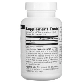 Thành phần vi chất của Source Naturals Taurine Powder 3.53 oz (100 g) 021078001669