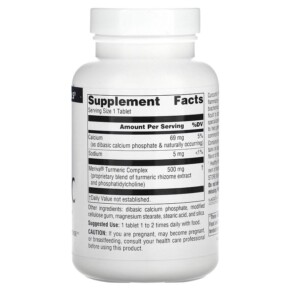 Source Naturals Turmeric with Meriva 500 mg 120 Tablets 3 Thành phần vi chất của Source Naturals Turmeric with Meriva 500 mg 120 Tablets 021078024217