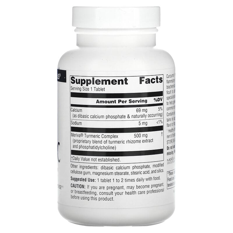 Source Naturals Turmeric with Meriva 500 mg 120 Tablets 2 Thành phần vi chất của Source Naturals Turmeric with Meriva 500 mg 120 Tablets 021078024217