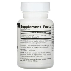 Thành phần vi chất của Source Naturals Ultra Chromium Picolinate 500 500 mcg 120 Tablets 021078005162