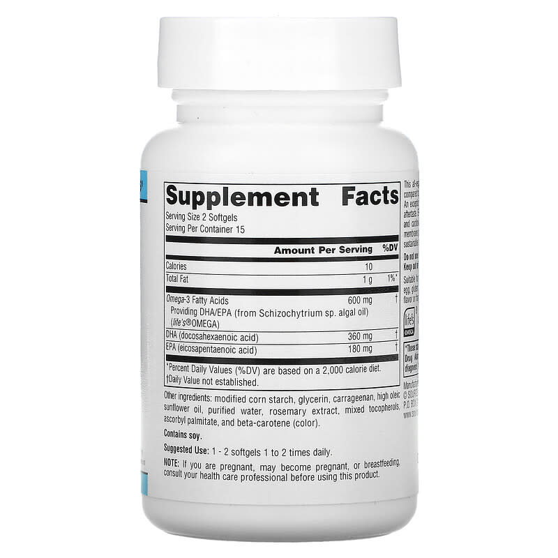 Source Naturals Vegan Omega-3s Non-Fish EPA-DHA 300 mg 30 Vegan Softgels 2 Thành phần vi chất của Source Naturals Vegan Omega-3s Non-Fish EPA-DHA 300 mg 30 Vegan Softgels 021078024583