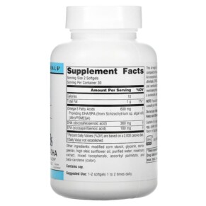 Thành phần vi chất của Source Naturals Vegan Omega-3S Non-Fish EPA-DHA 300 mg 60 Vegan Softgels 021078024590