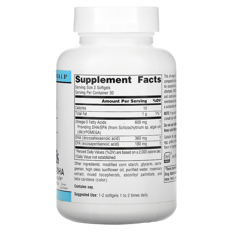 Source Naturals Vegan Omega-3S Non-Fish EPA-DHA 300 mg 60 Vegan Softgels 2 Thành phần vi chất của Source Naturals Vegan Omega-3S Non-Fish EPA-DHA 300 mg 60 Vegan Softgels 021078024590