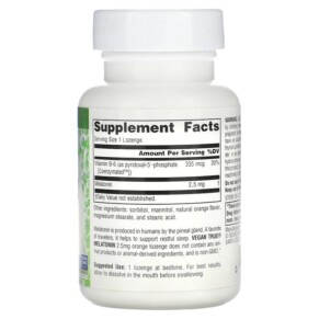 Thành phần vi chất của Source Naturals Vegan True Melatonin Orange 2.5 mg 60 Lozenges 021078025801