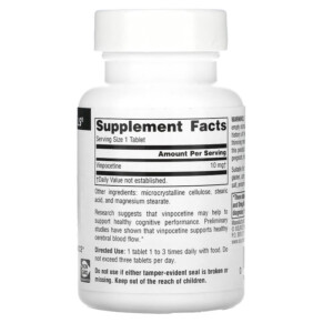 Thành phần vi chất của Source Naturals Vinpocetine 10 mg 120 Tablets 021078013990