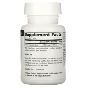 Thành phần vi chất của Source Naturals Vitamin A 10.000 IU 100 Tablets 021078008286