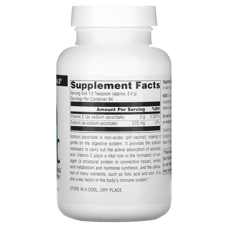 Source Naturals Vitamin C 8 oz (226.8 g) 2 Thành phần vi chất của Source Naturals Vitamin C 8 oz (226.8 g) 021078004424