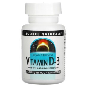 Thực phẩm chức năng Source Naturals Vitamin D-3 10.000 IU (250 mcg) 120 Softgels 021078027928