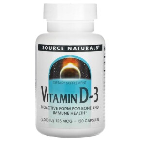 Thực phẩm chức năng Source Naturals Vitamin D-3 125 mcg (5.000 IU) 120 Capsules 021078023371