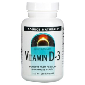 Thực phẩm chức năng Source Naturals Vitamin D-3 2.000 IU 200 Capsules 021078021452