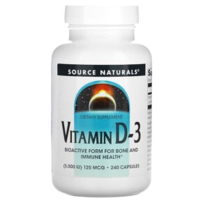 Thực phẩm chức năng Source Naturals Vitamin D-3 5.000 IU (125 mcg) 240 Capsules 021078023388