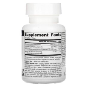 Source Naturals Vitamin K2 Advantage 2.200 mcg 60 Tablets 3 Thành phần vi chất của Source Naturals Vitamin K2 Advantage 2.200 mcg 60 Tablets 021078027102