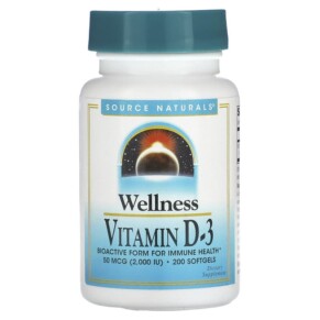 Thực phẩm chức năng Source Naturals Wellness Vitamin D-3 50 mcg (2.000 IU) 200 Softgels 021078023739