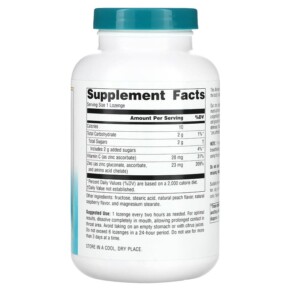 Thành phần vi chất của Source Naturals Wellness Zinc Lozenges Peach-Raspberry 23 mg 120 Lozenges 021078009160