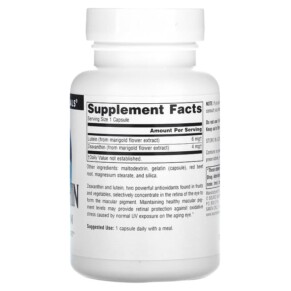 Thành phần vi chất của Source Naturals Zeaxanthin with Lutein 10 mg 60 Capsules 021078018827