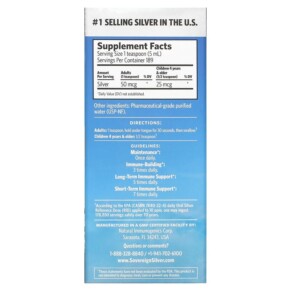 Thành phần vi chất của Sovereign Silver Bio-Active Silver Hydrosol 10 ppm 32 fl oz (946 ml) 684088232388