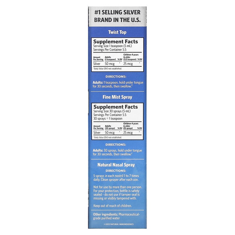 Sovereign Silver Bio-Active Silver Hydrosol Daily + Immune Support Sinus Relief Trial & Travel Kit 10 PPM 3 Piece Kit 1 fl oz (29 ml) Each 2 Thành phần vi chất của Sovereign Silver Bio-Active Silver Hydrosol Daily + Immune Support Sinus Relief Trial & Travel Kit 10 PPM 3 Piece Kit 1 fl oz (29 ml) Each 684088700078