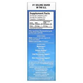 Thành phần vi chất của Sovereign Silver Bio-Active Silver Hydrosol Dropper-Top Daily + Immune Support 10 ppm 4 fl oz (118 ml) 684088232319