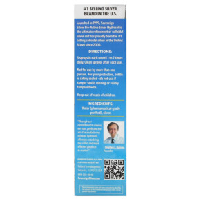 Thành phần vi chất của Sovereign Silver Bio-Active Silver Hydrosol Natural Nasal Spray Sinus Relief 10 ppm 2 fl oz (59 ml) 684088232340